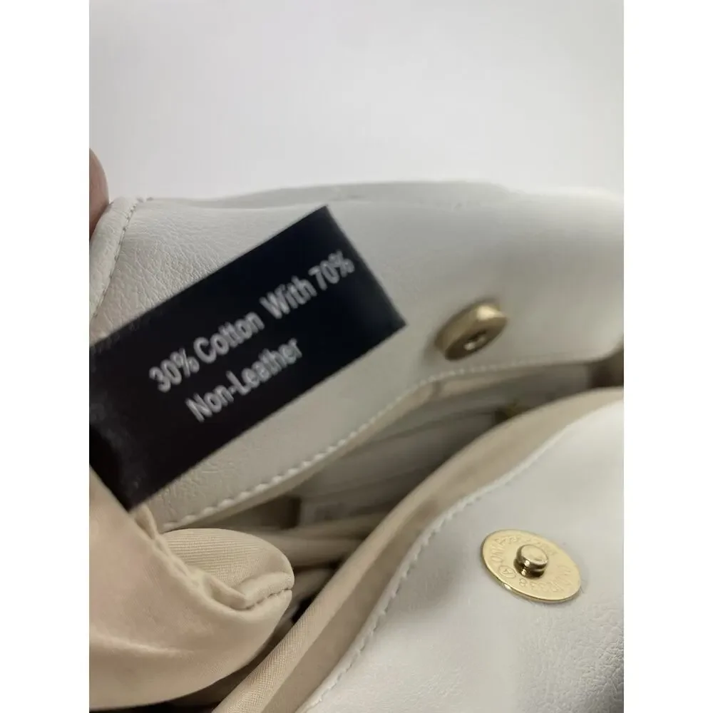 INC International Concepts White Top Handle Bag Gold Hardware Zipper Pockets